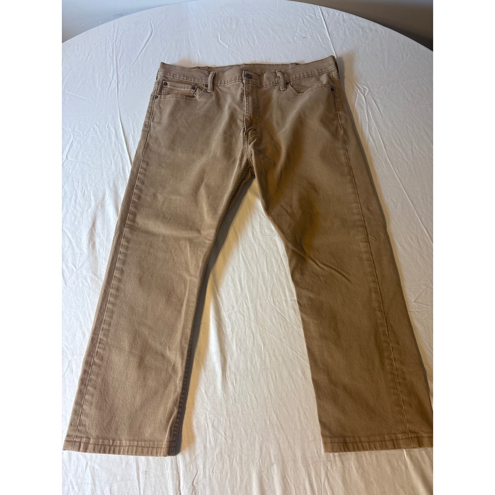 Levis 513 Slim Straight Pants Mens 38x30 Tan Khaki Cotton Blend 5-Pocket‎